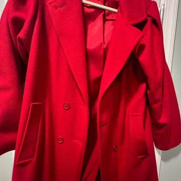 Long Red Wool Coat - Picture 2 of 7